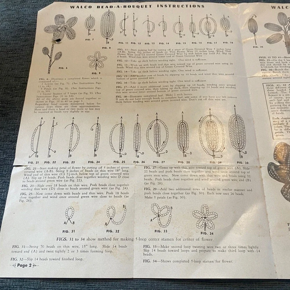 Walco Bead-a-Bouquet Flower Craft Kit 1959 Vintage 4811 Opened and Some Used